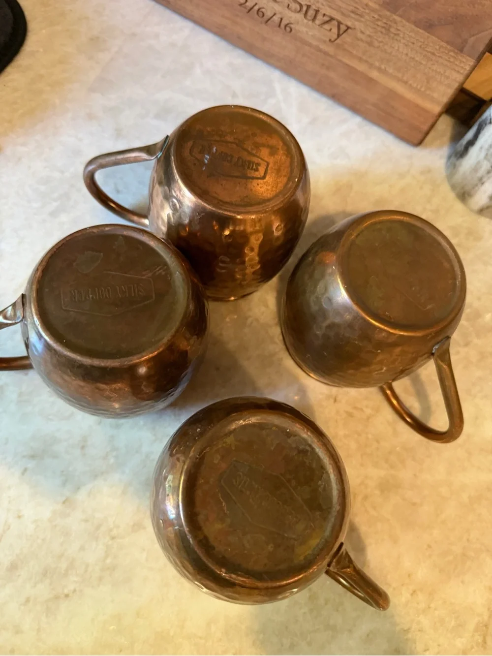 Hammered solid Copper mule mugs x4